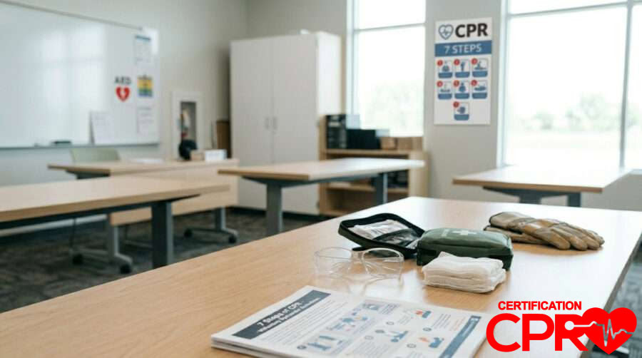 CPR training setup with manikins and instructional materials in Clearwater.
