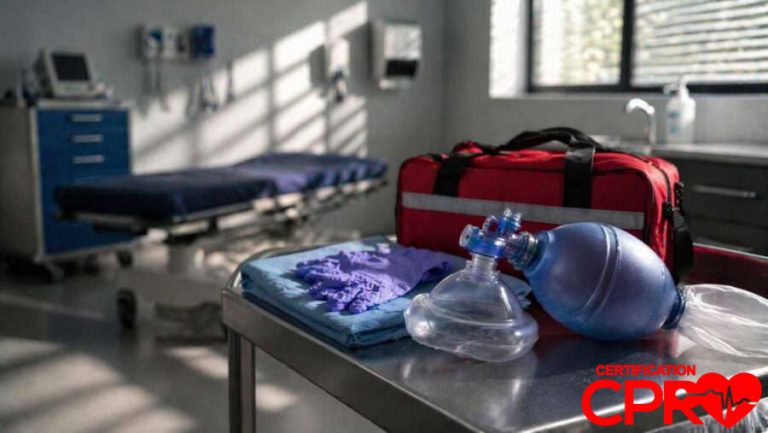 CPR training equipment in a medical classroom setting in Clearwater.