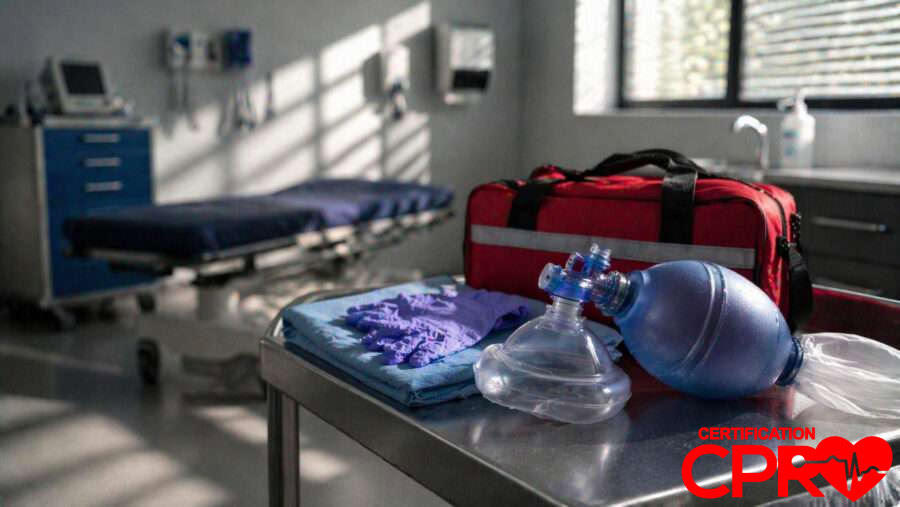 CPR training equipment in a medical classroom setting in Clearwater.